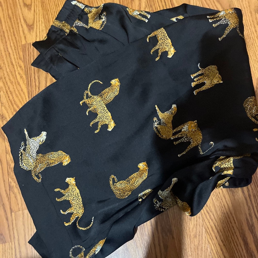Silk cheetah pants